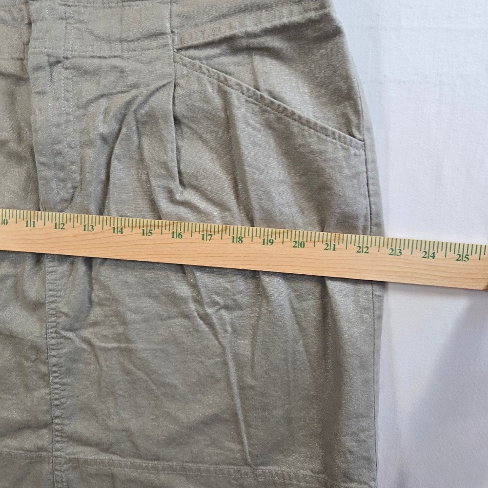 Loft Size 6 Linen‎ Blend Skirt Taupe Career Casual Metalliccore Futuristicore - Picture 5 of 7